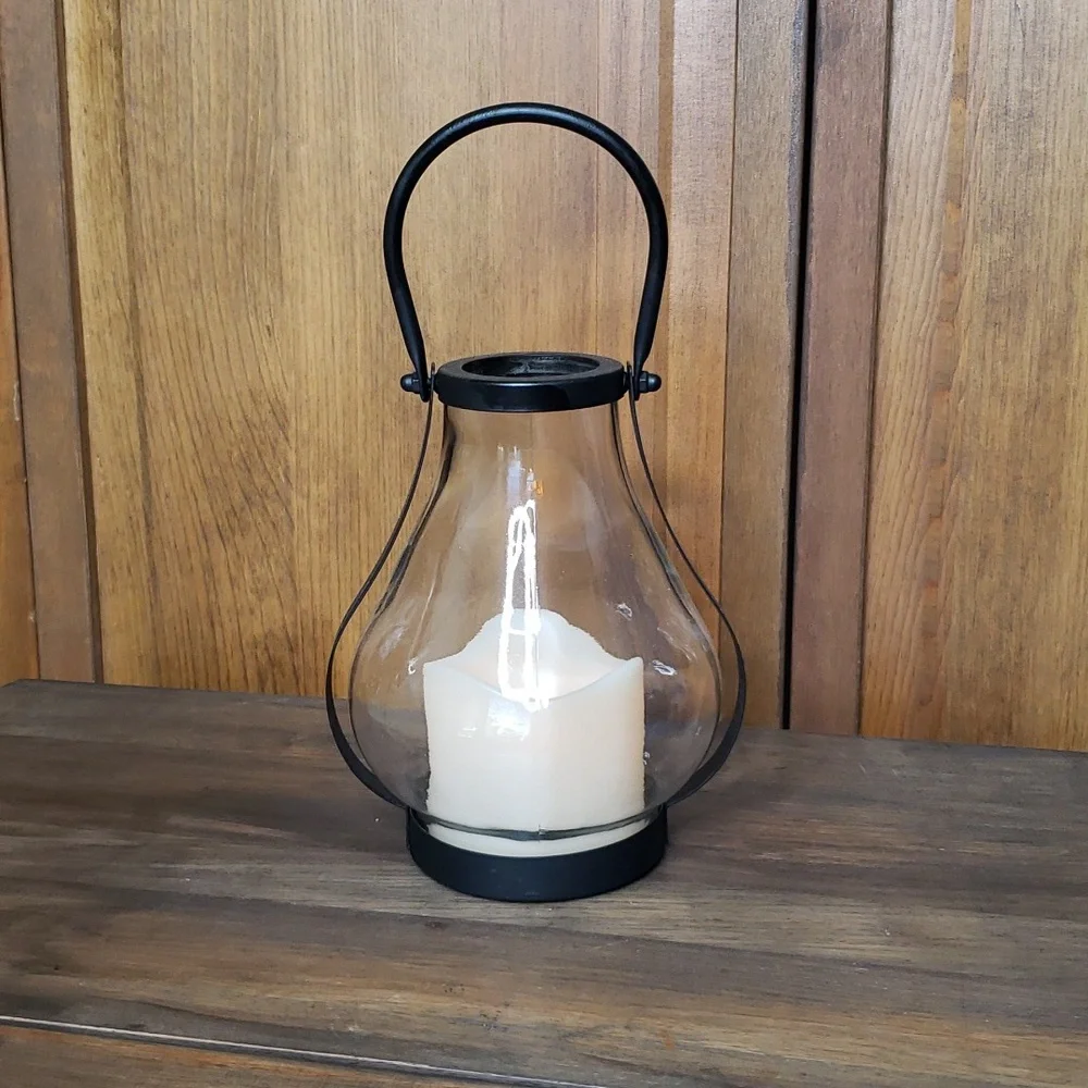Glass Lantern with Candle